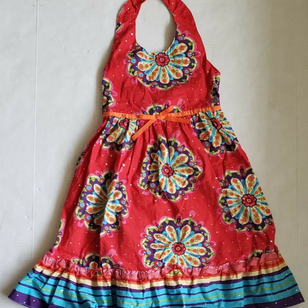 Berri Blue Dress Girls Size 10 Halter Floral